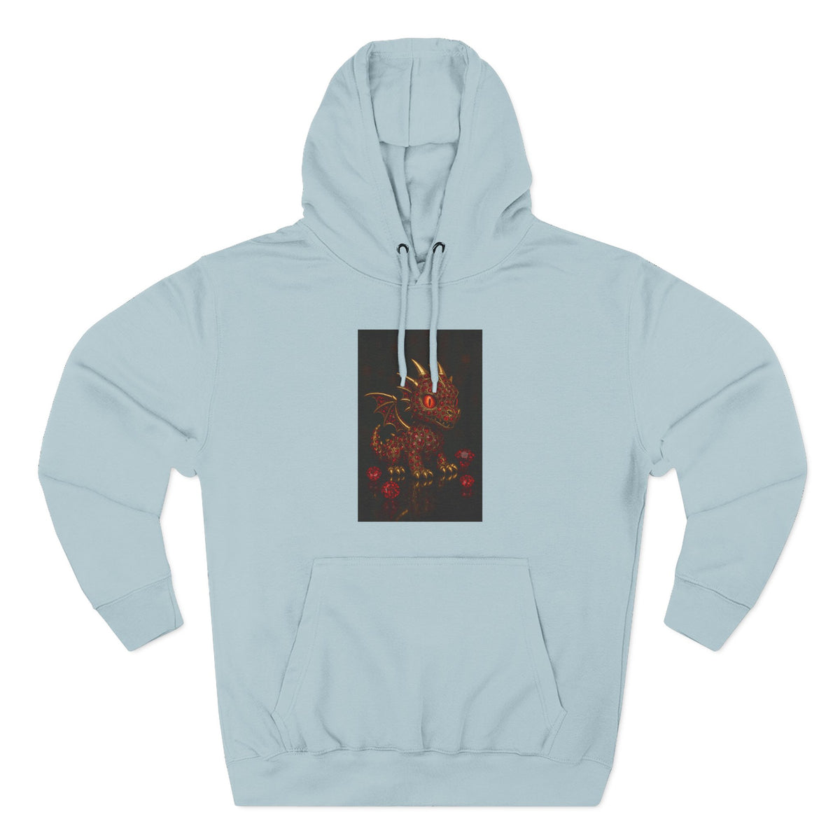 A RUBY RED Dragon Swirl Fleece Hoodie - Three-Panel Design for Fantasy Lovers