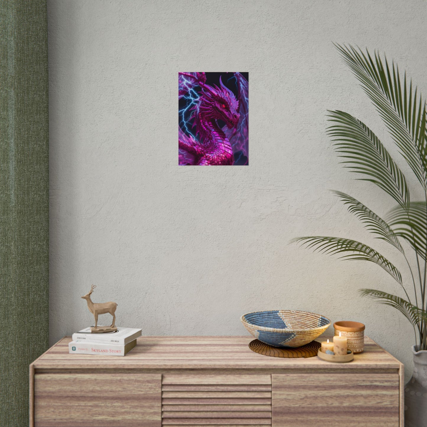Pink Electric Dragon Poster — Fantasy Wall Art Rolled Poster