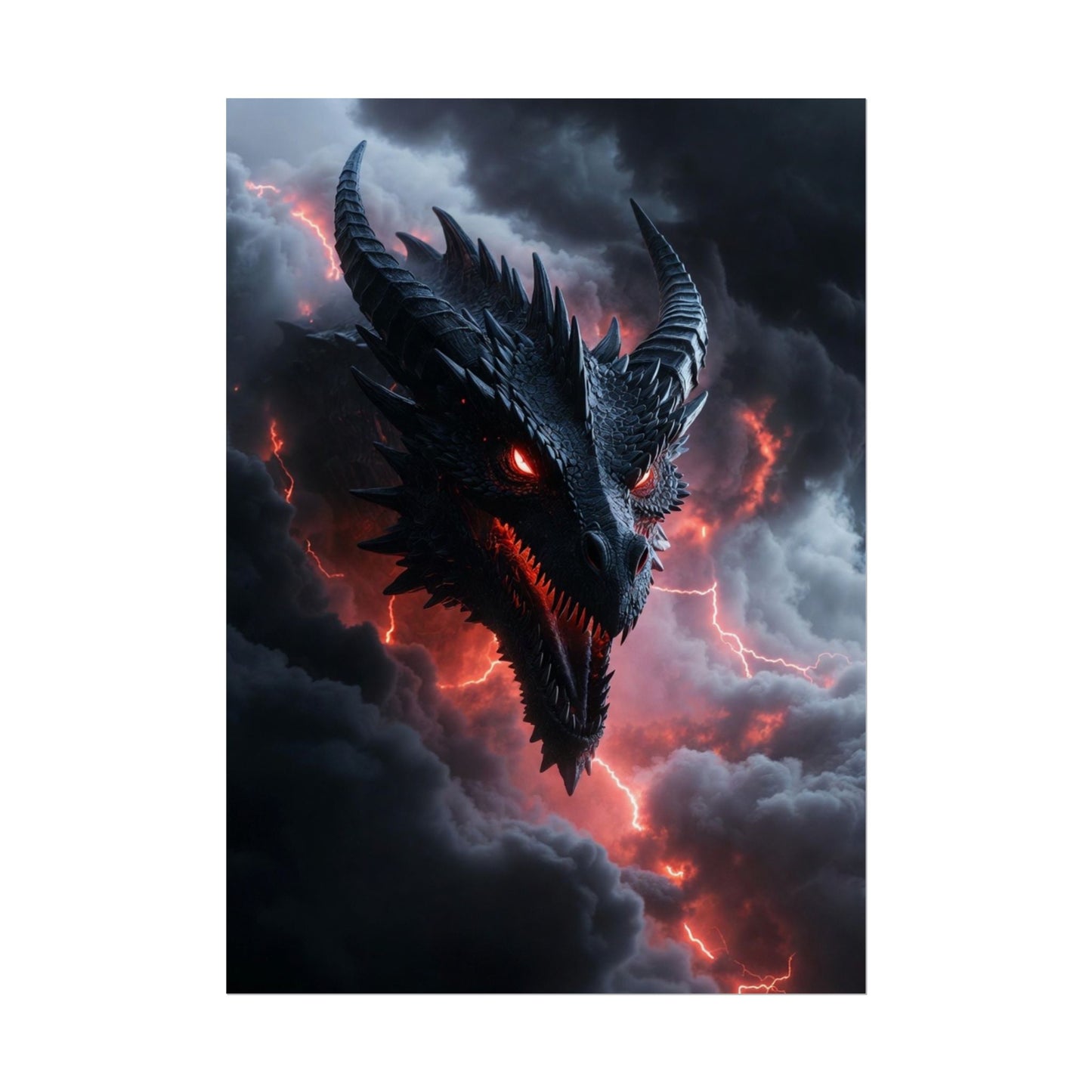 Dragon Storm Rolled Poster — Dark Fantasy Dragon Wall Art