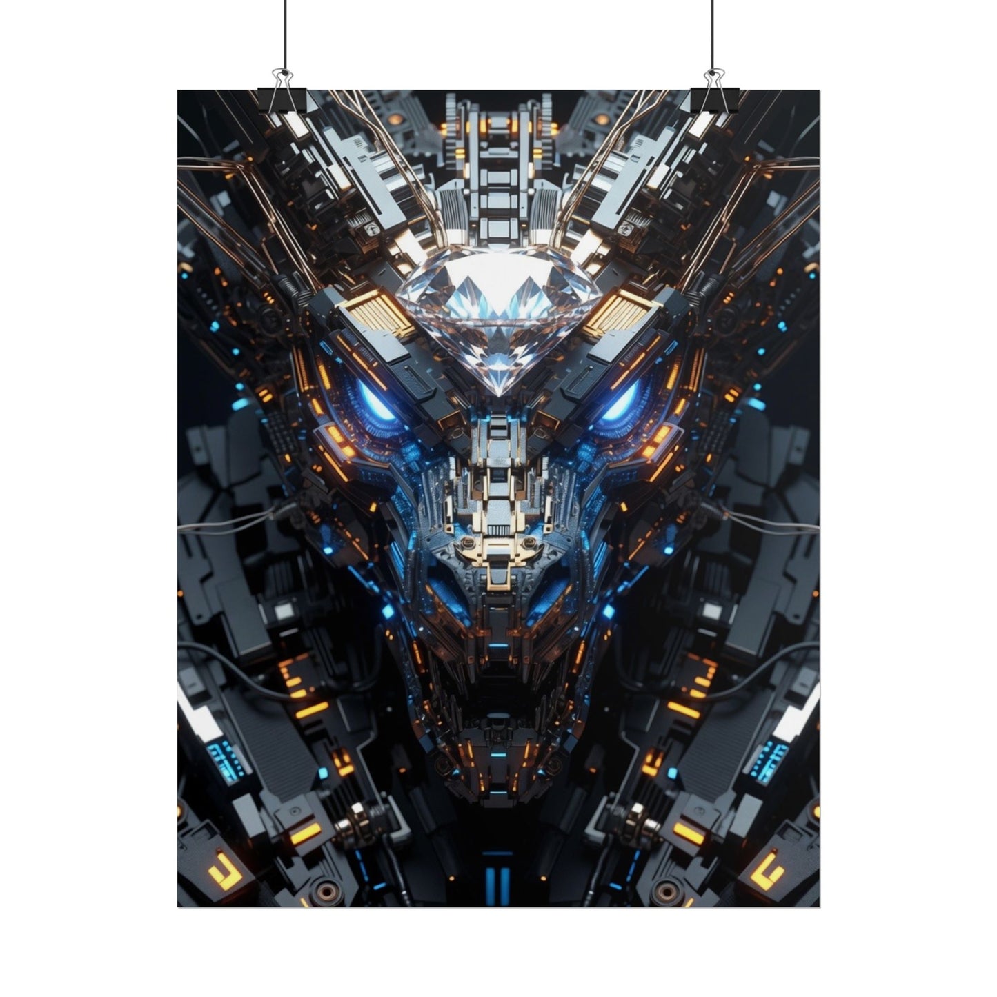 Futuristic Mech Dragon Poster – Cybernetic Robot Art Print