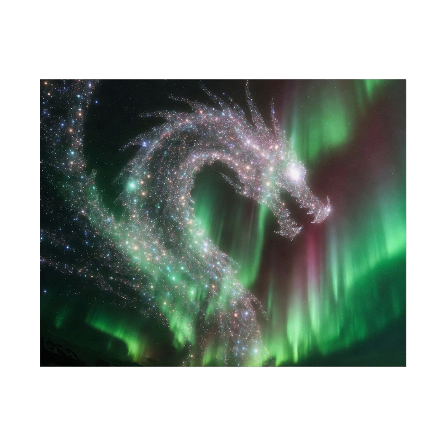 Aurora Dragon Poster — Northern Lights Fantasy Art Print