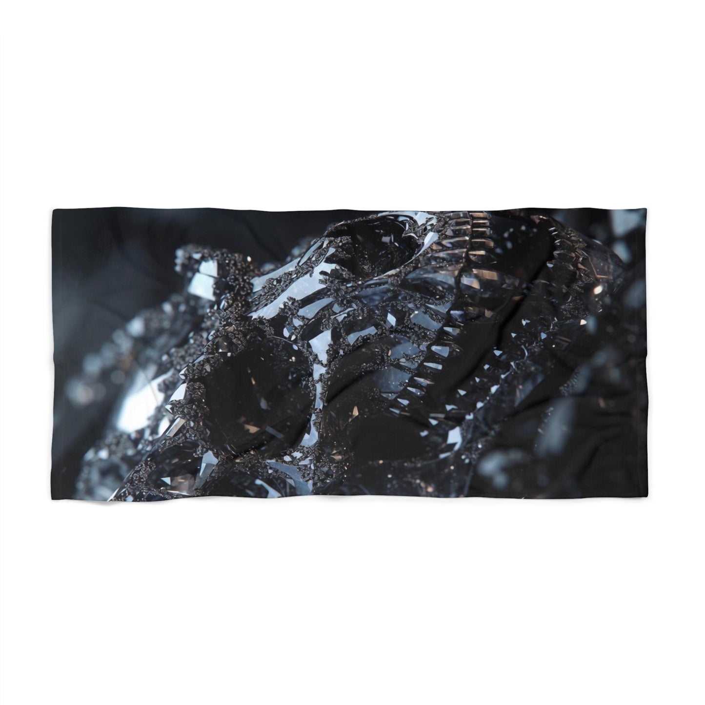 Black Metallic Abstract Beach Towel — Sleek Shimmer Texture
