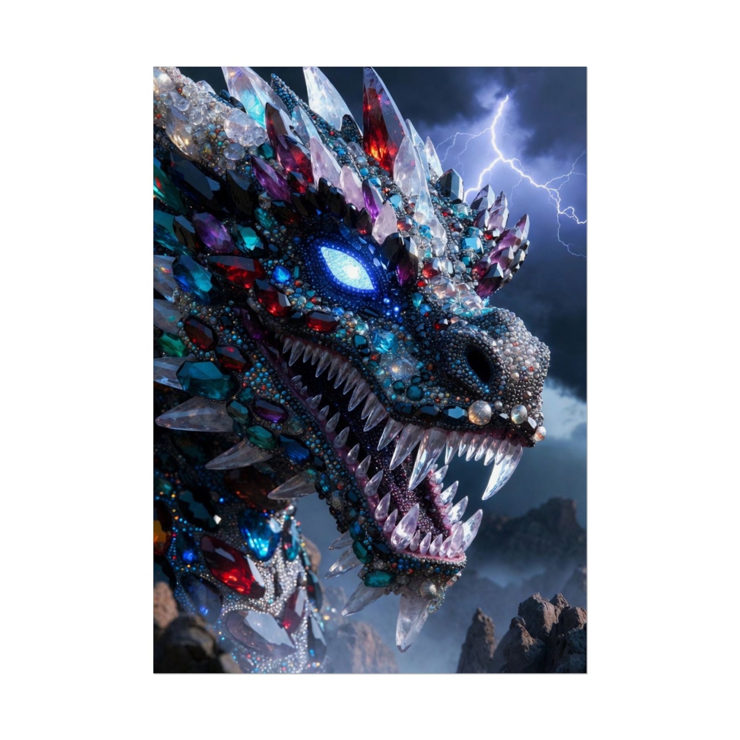 Dragon Crystal Poster — Fantasy Gem-Encrusted Dragon Wall Art (Rolled Poster)