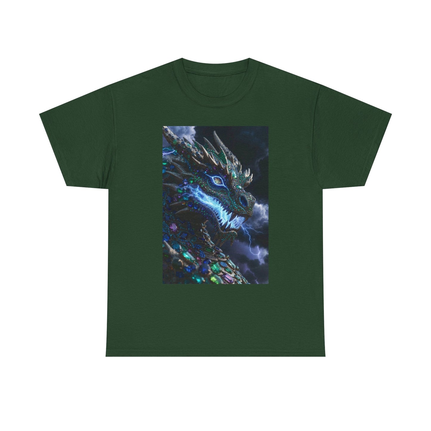 Dragon Portrait T‑Shirt — Neon Blue Fantasy Dragon Graphic Tee