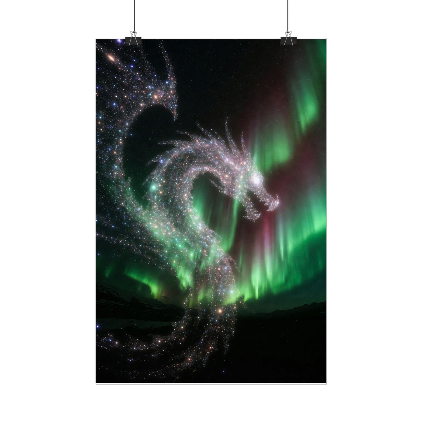 Aurora Dragon Poster — Northern Lights Fantasy Art Print