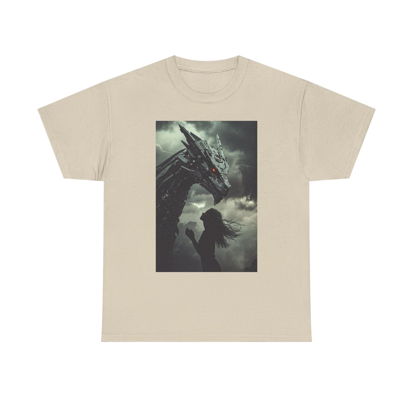 Dragon & Girl Fantasy T-Shirt — Dark Mythical Art Tee