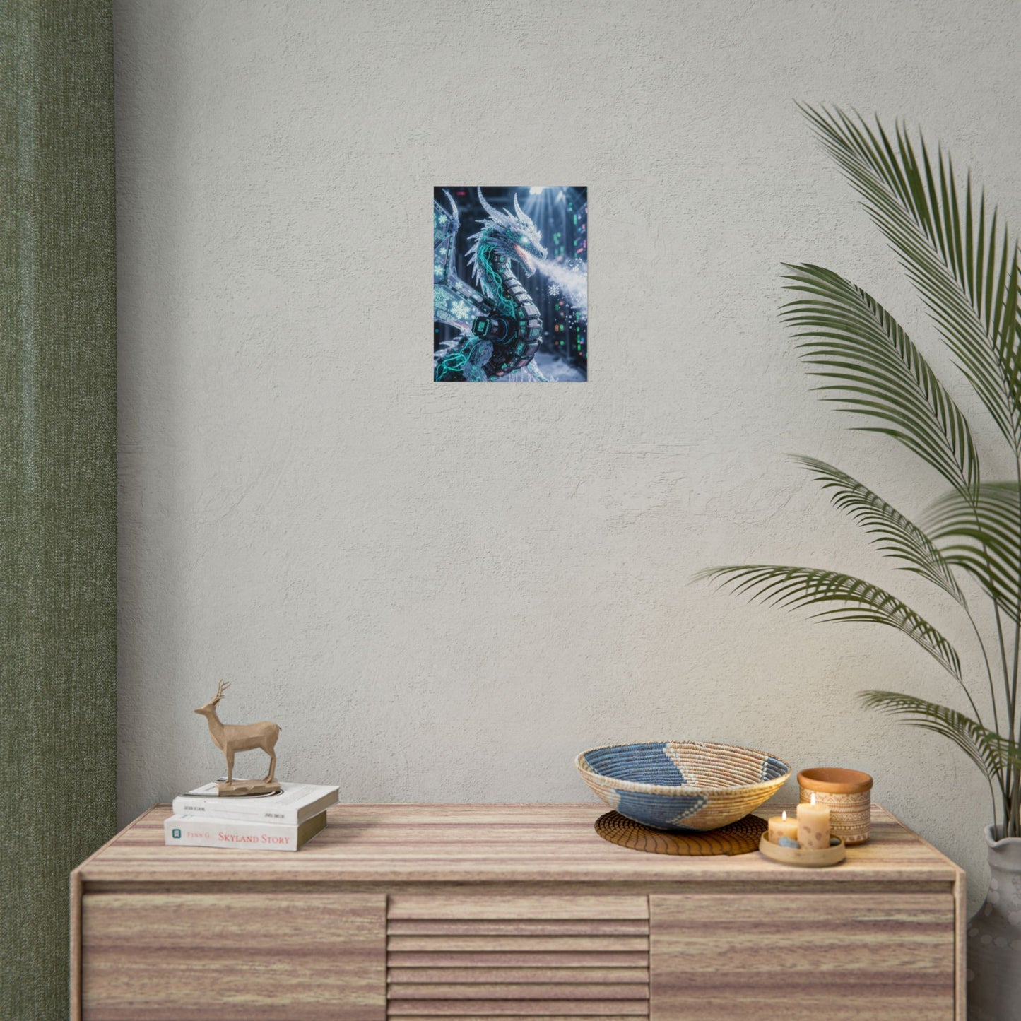Rolled Poster — Cyber Ice Dragon Fantasy Art Print
