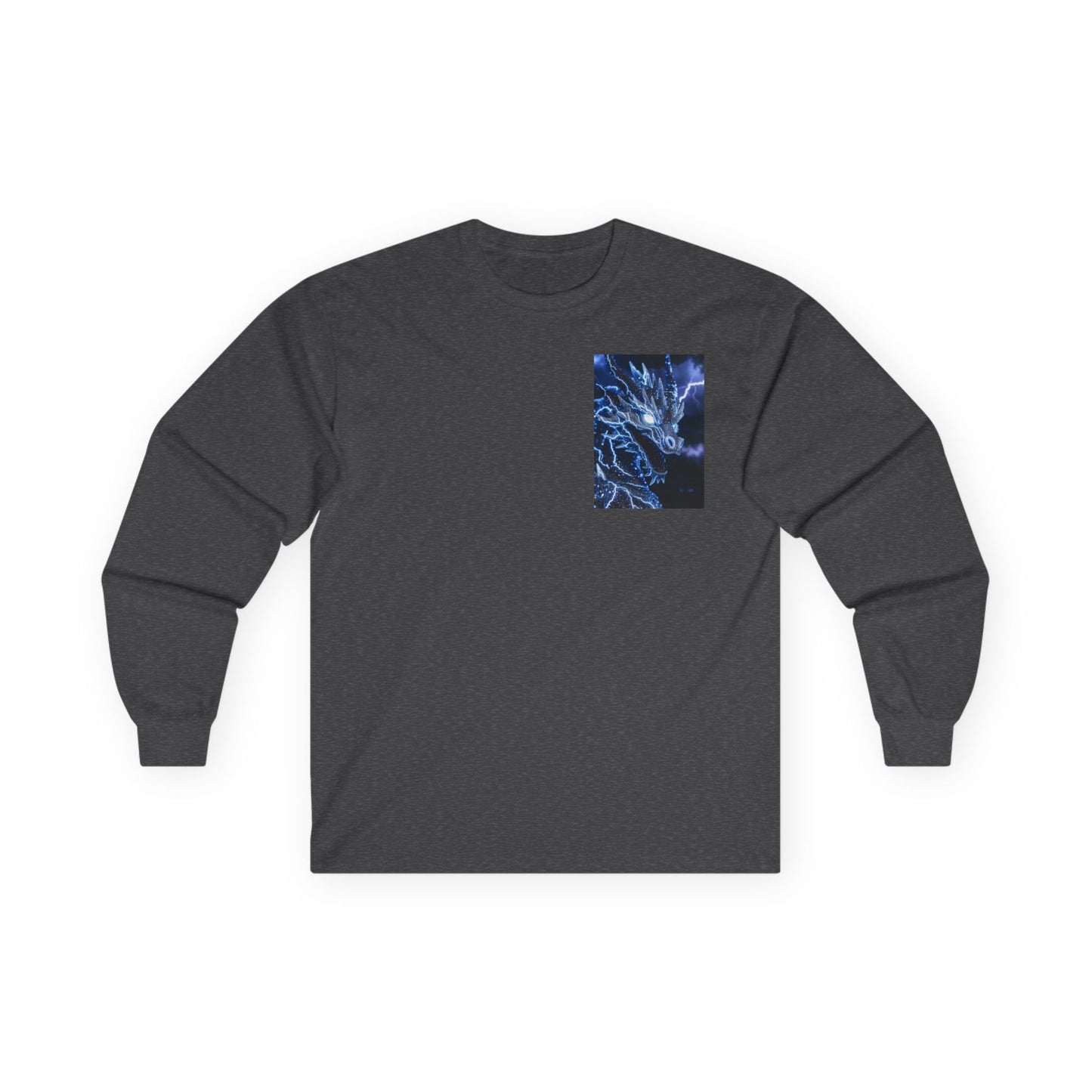 Long Sleeve Tee — Blue Dragon Chest Print