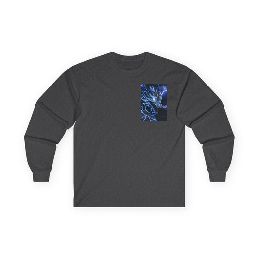 Long Sleeve Tee — Blue Dragon Chest Print