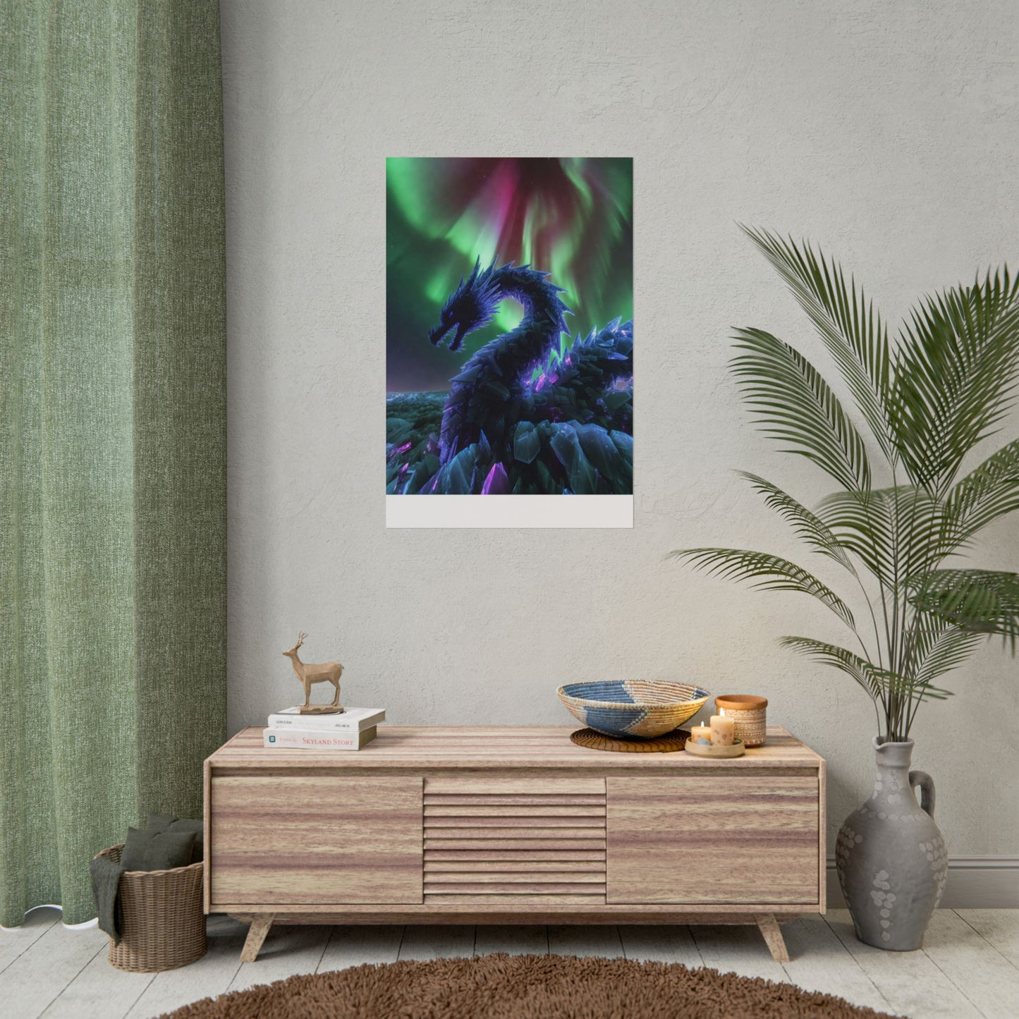 Aurora Crystal Dragon Poster — Fantasy Wall Art Print