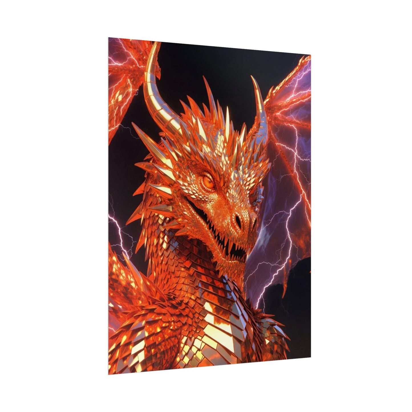 Orange Lightning Dragon Poster — Fantasy Wall Art for Gamers & Fans