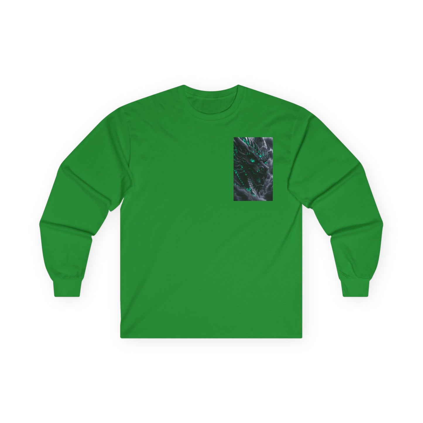 Long Sleeve Tee — Abstract Emerald Marble Pocket Design