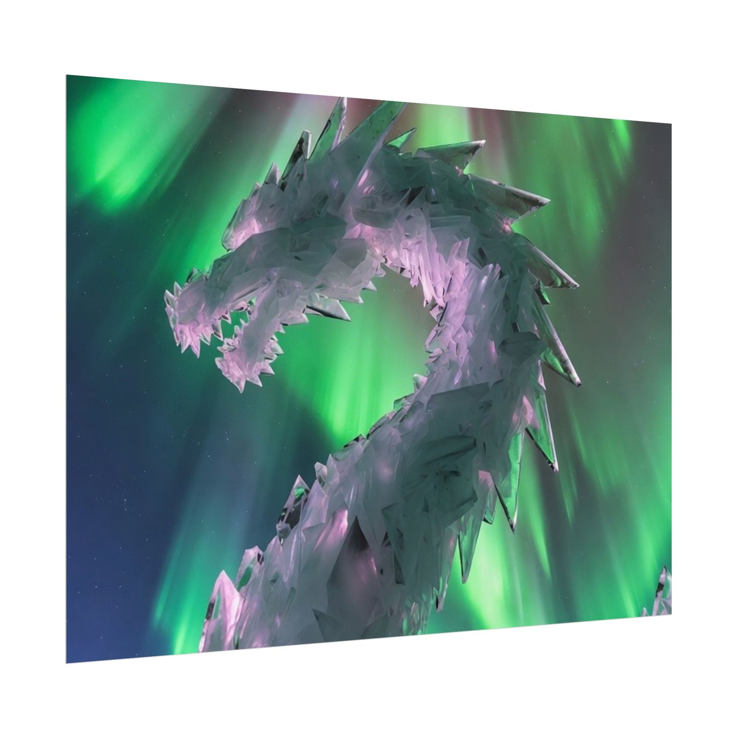 Aurora Ice Dragon Poster — Fantasy Wall Art Rolled Poster