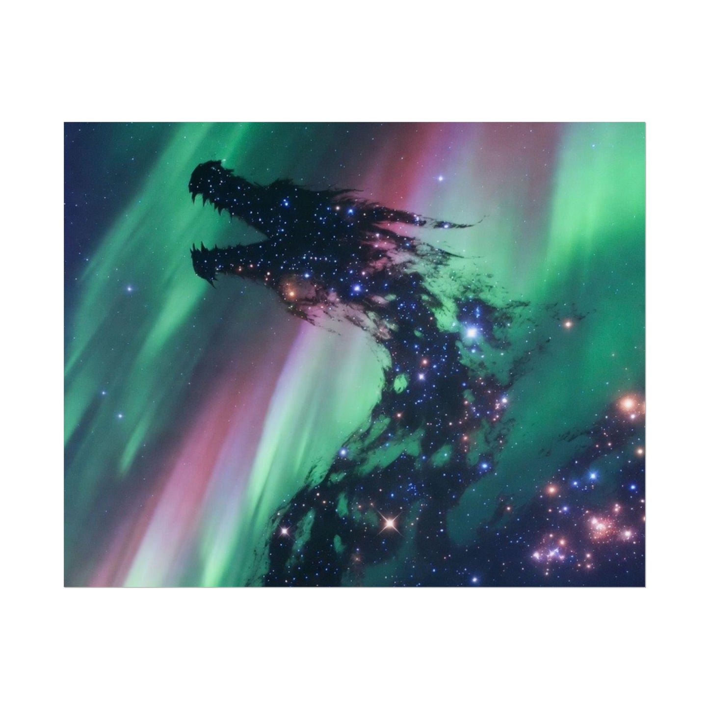 Aurora Dragon Poster — Cosmic Northern Lights Wall Art (Rolled Poster)
