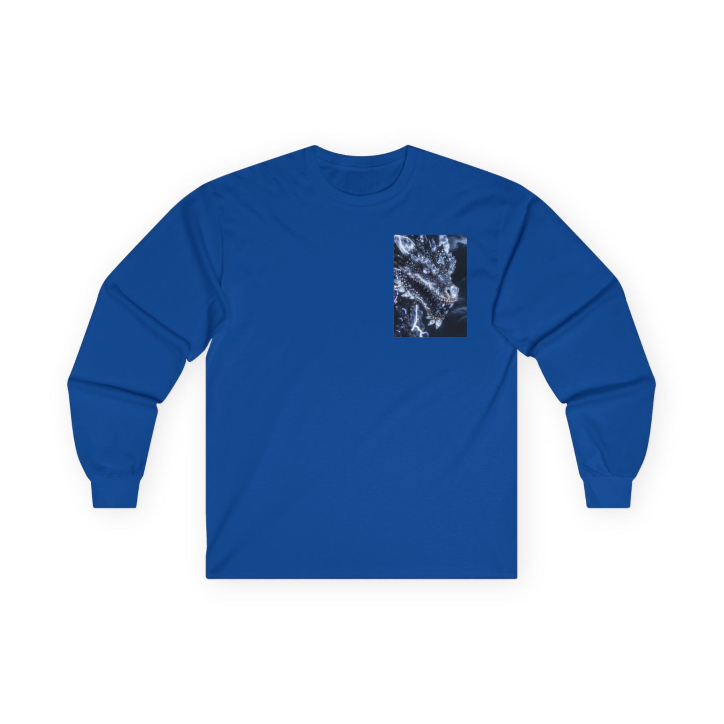 Long Sleeve Tee — Abstract Blue Marble Pocket Art