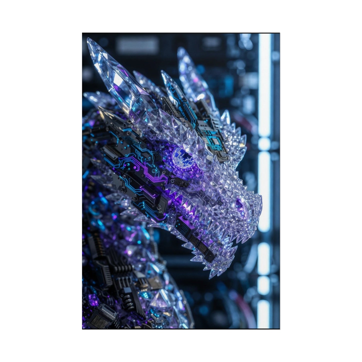 Rolled Poster — Cyber Crystal Dragon Art Print