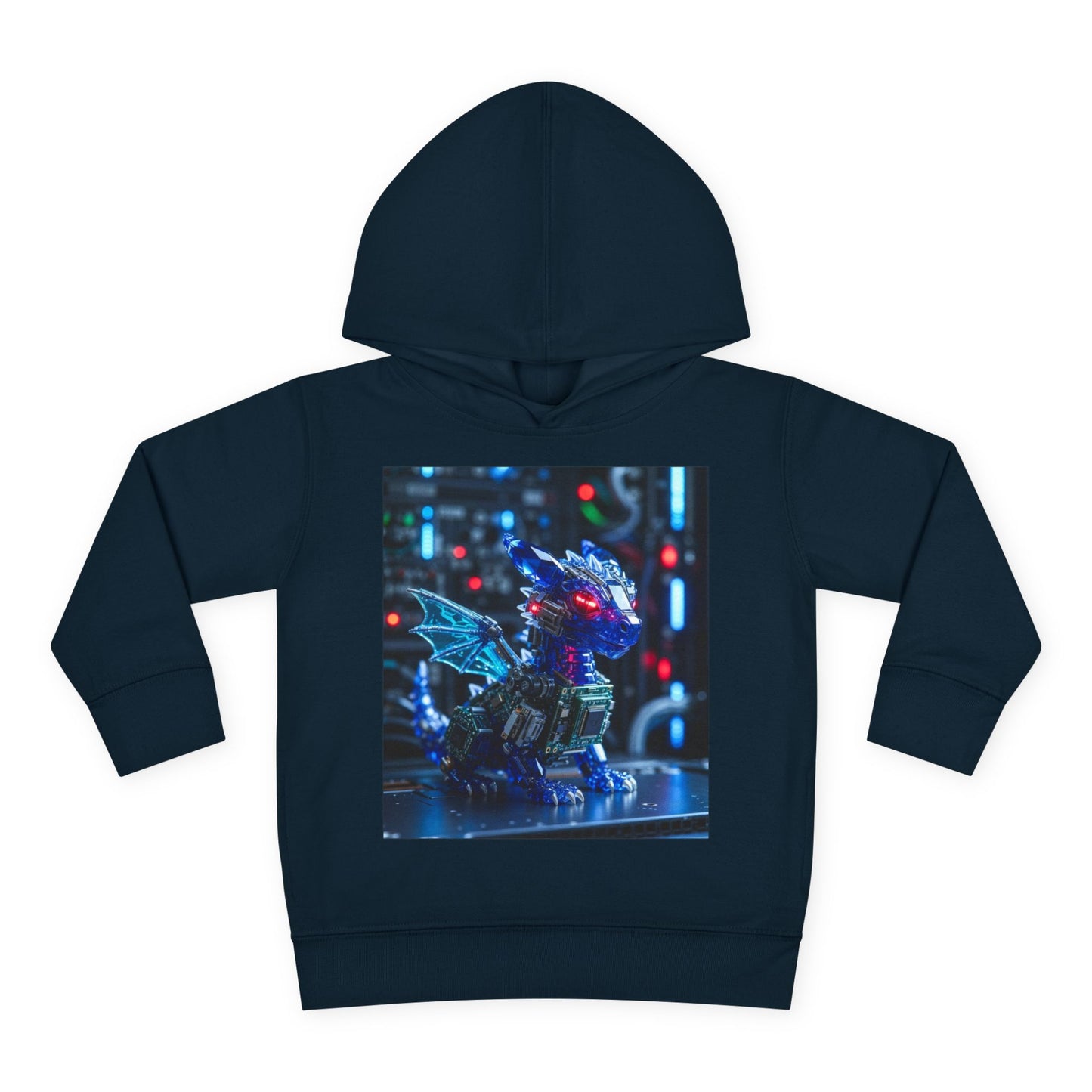 Toddler Hoodie — Neon Robot Dragon Pullover for Kids
