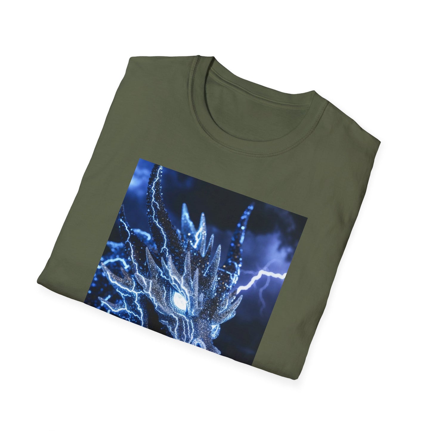 Lightning Dragon T-Shirt — Electric Blue Mythical Dragon Graphic Tee