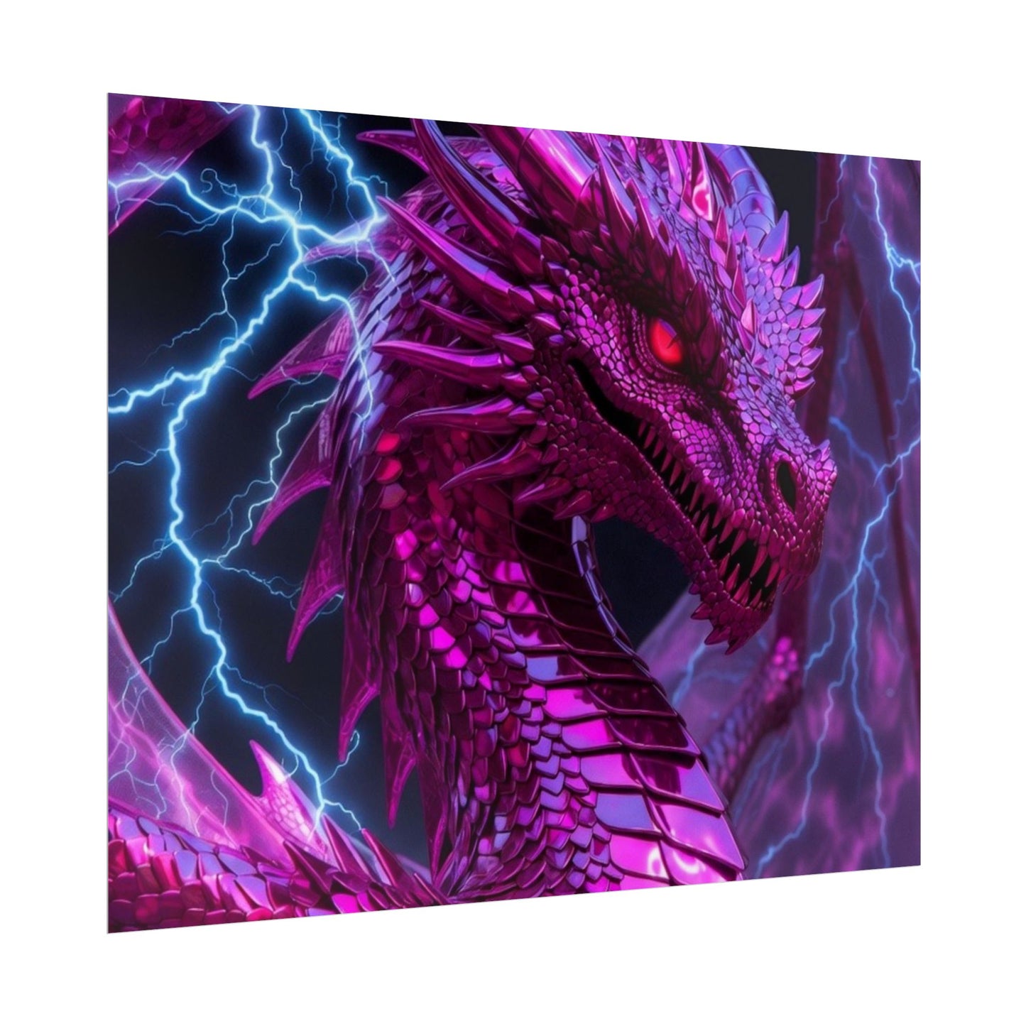 Pink Electric Dragon Poster — Fantasy Wall Art Rolled Poster
