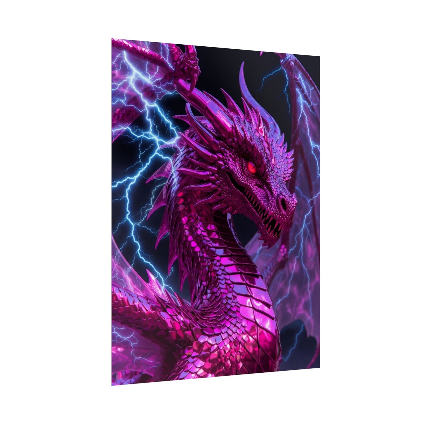 Pink Electric Dragon Poster — Fantasy Wall Art Rolled Poster