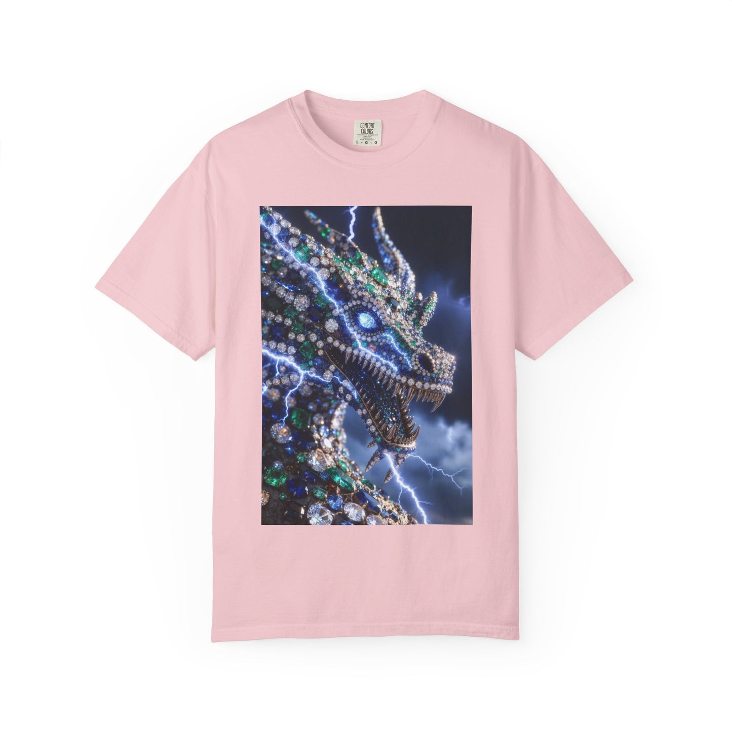 Dragon Lightning Graphic T-Shirt — Jewel-Studded Dragon Design