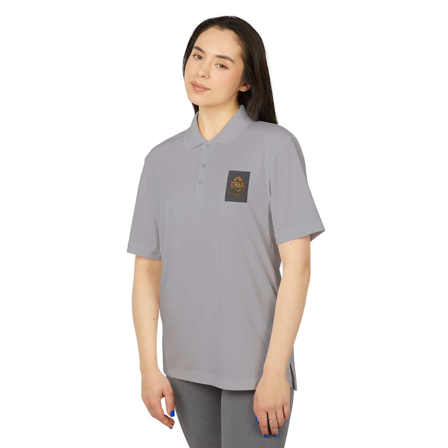Adidas Performance Polo — Gold Crest Patch Chest Logo