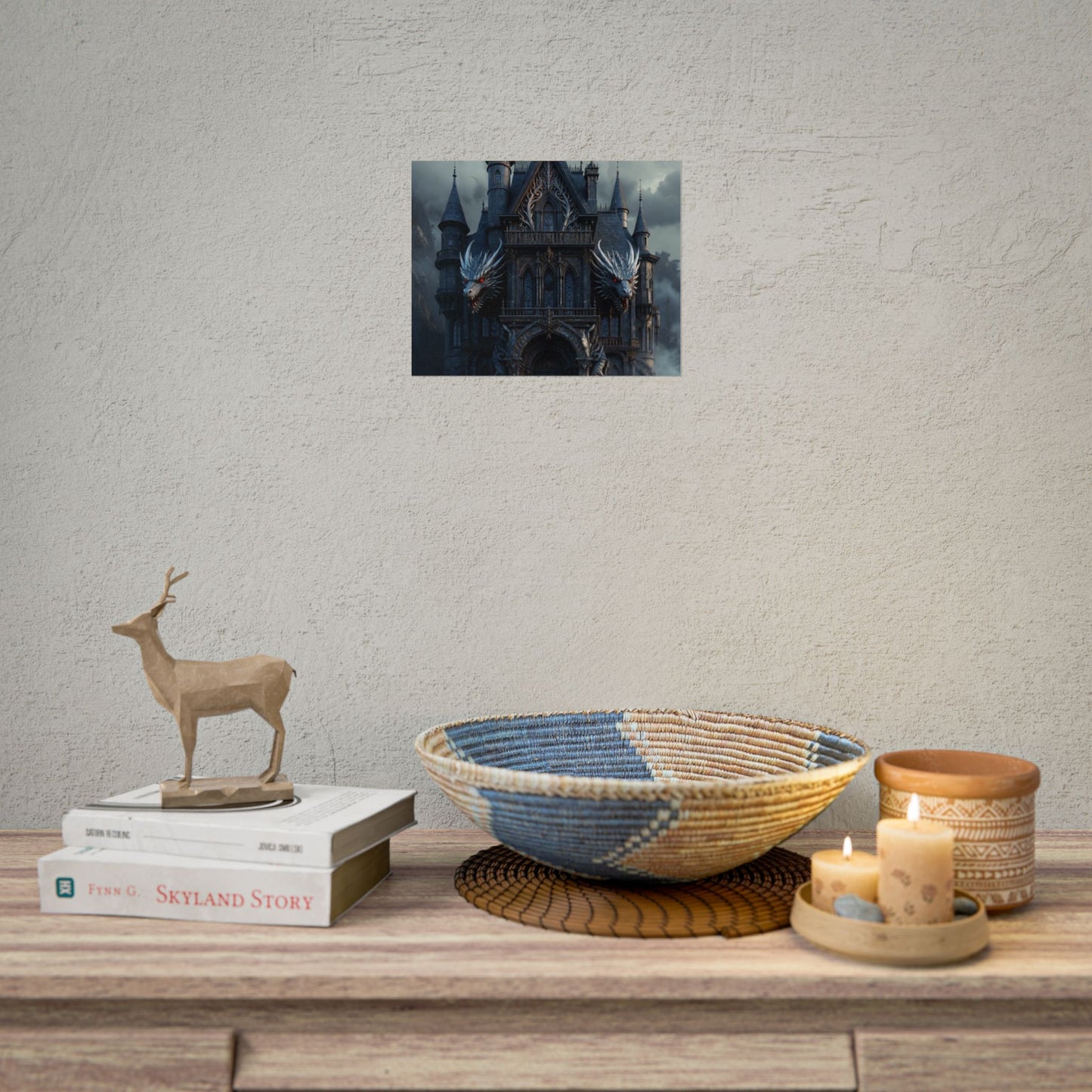 Gothic Dragon Castle Rolled Poster — Dark Fantasy Wall Art