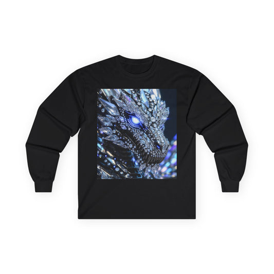 Dragon Art Long Sleeve Tee — Blue Crystal Dragon Graphic