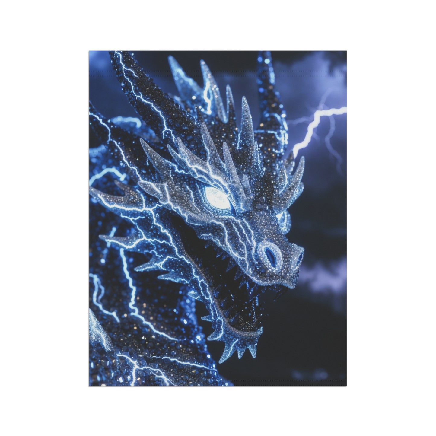 Electric Dragon Garden Flag — Lightning Blue Mythical House Banner