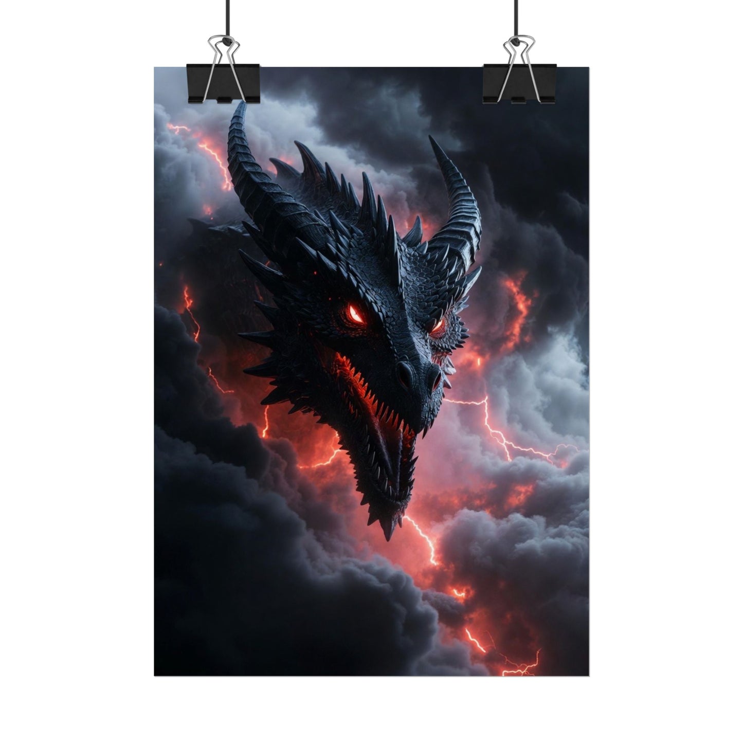 Dragon Storm Rolled Poster — Dark Fantasy Dragon Wall Art