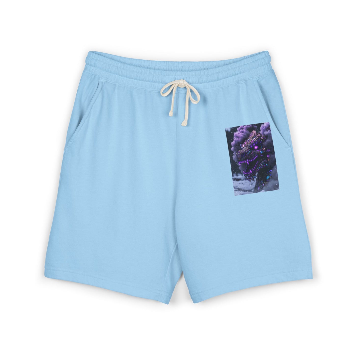Lightweight Fleece Sweat Shorts with Purple Floral Pocket Print