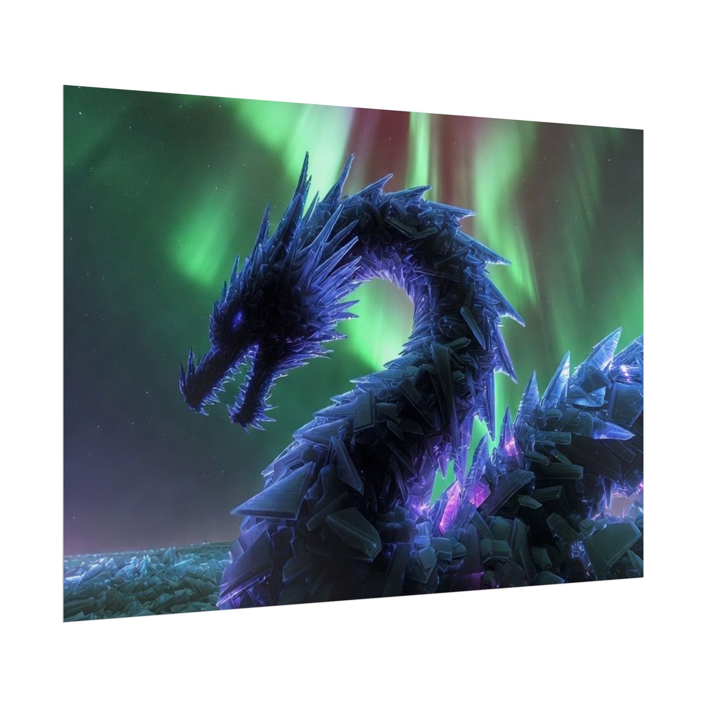Aurora Crystal Dragon Poster — Fantasy Wall Art Print