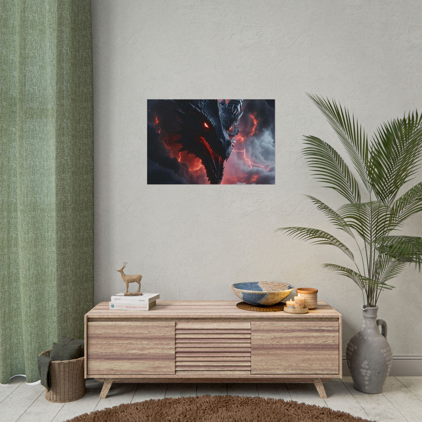 Dragon Storm Rolled Poster — Dark Fantasy Dragon Wall Art
