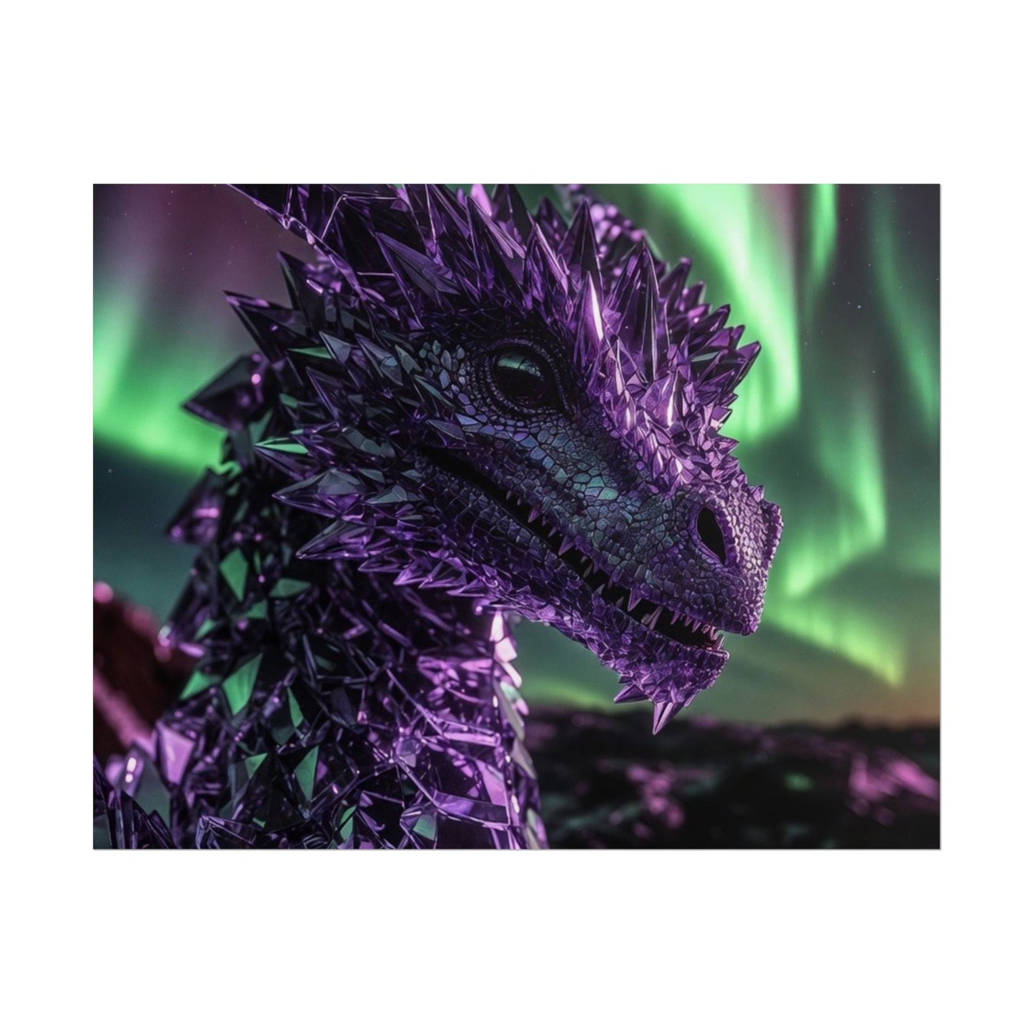 Aurora Dragon Rolled Poster — Purple Crystal Dragon Wall Art