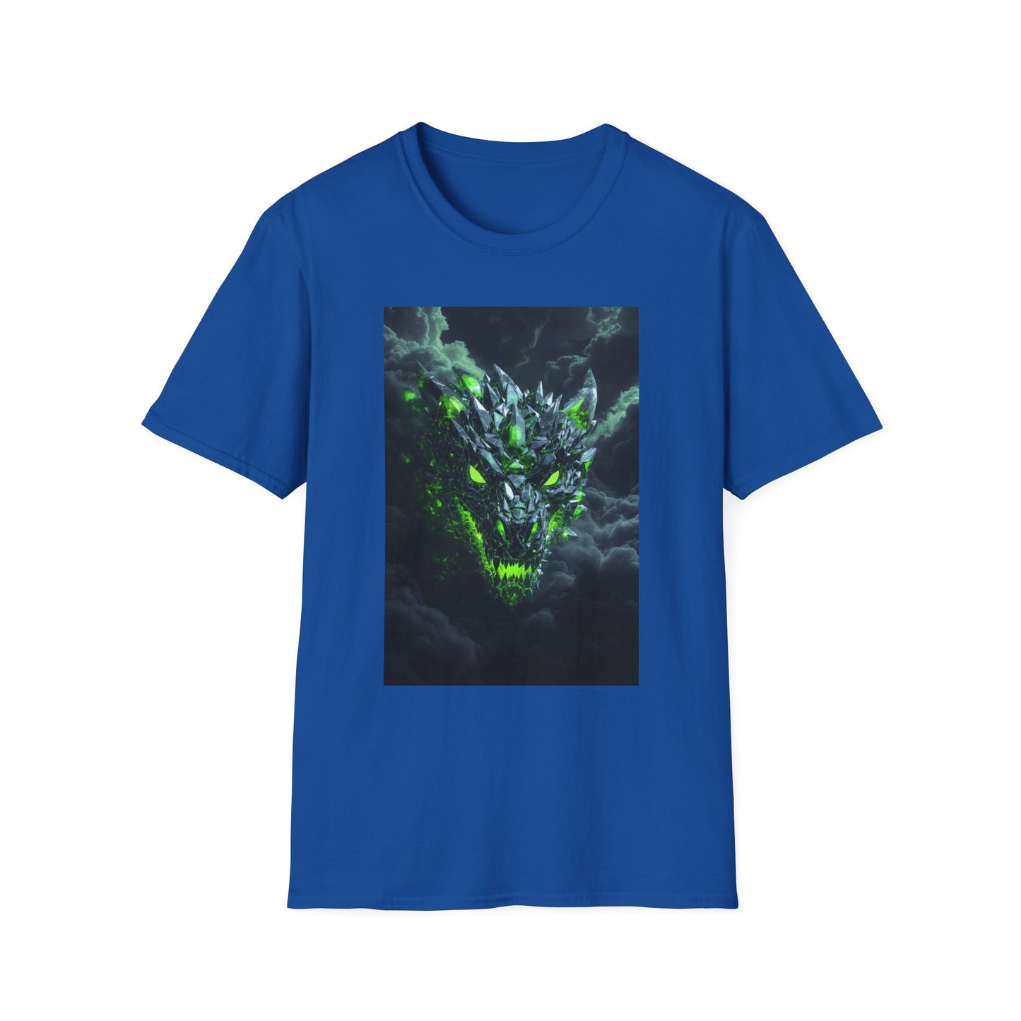 Dragon Skull T‑Shirt — Neon Green Crystal Wyvern Graphic Tee