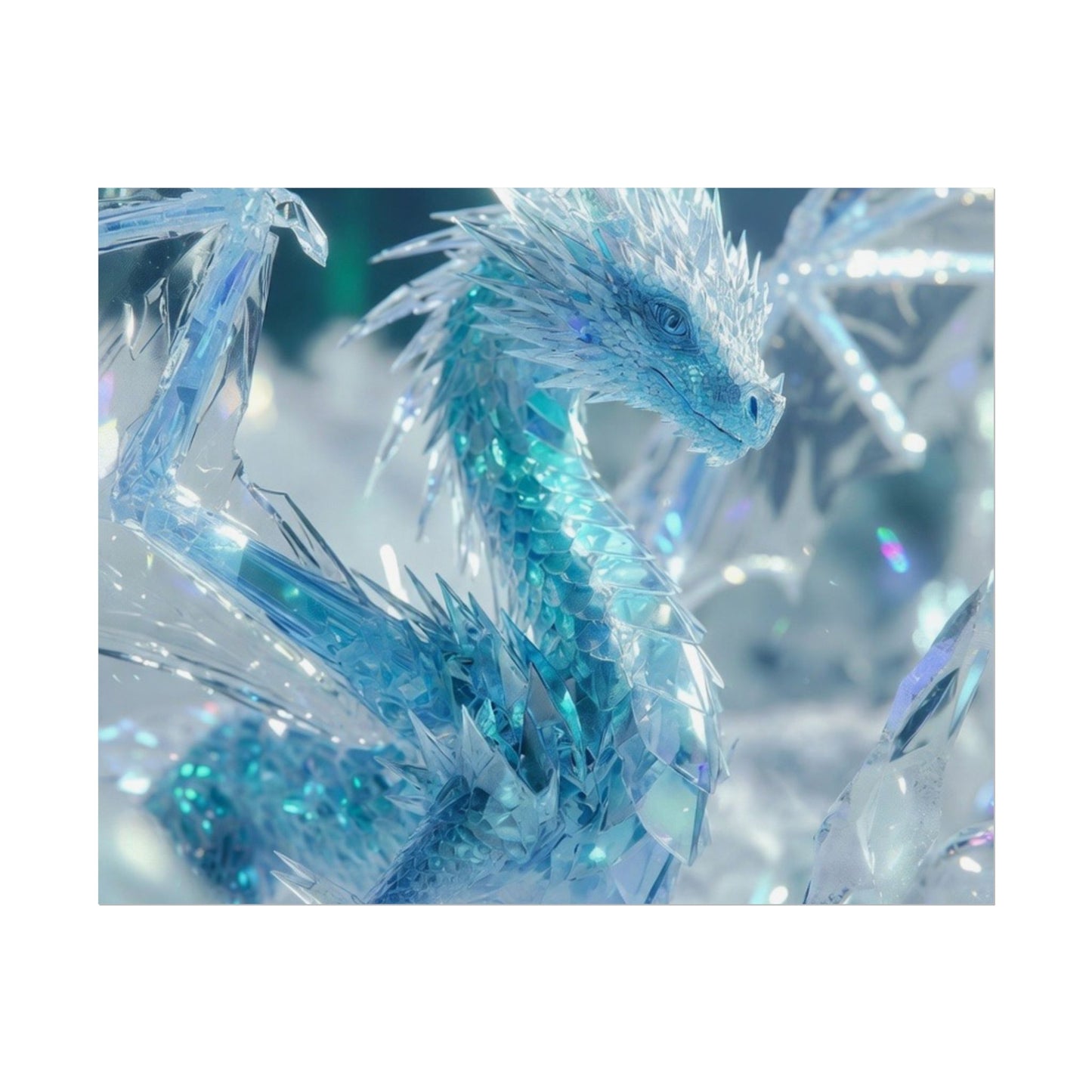 Ice Crystal Dragon Poster — Fantasy Aurora Wall Art (Rolled Poster)