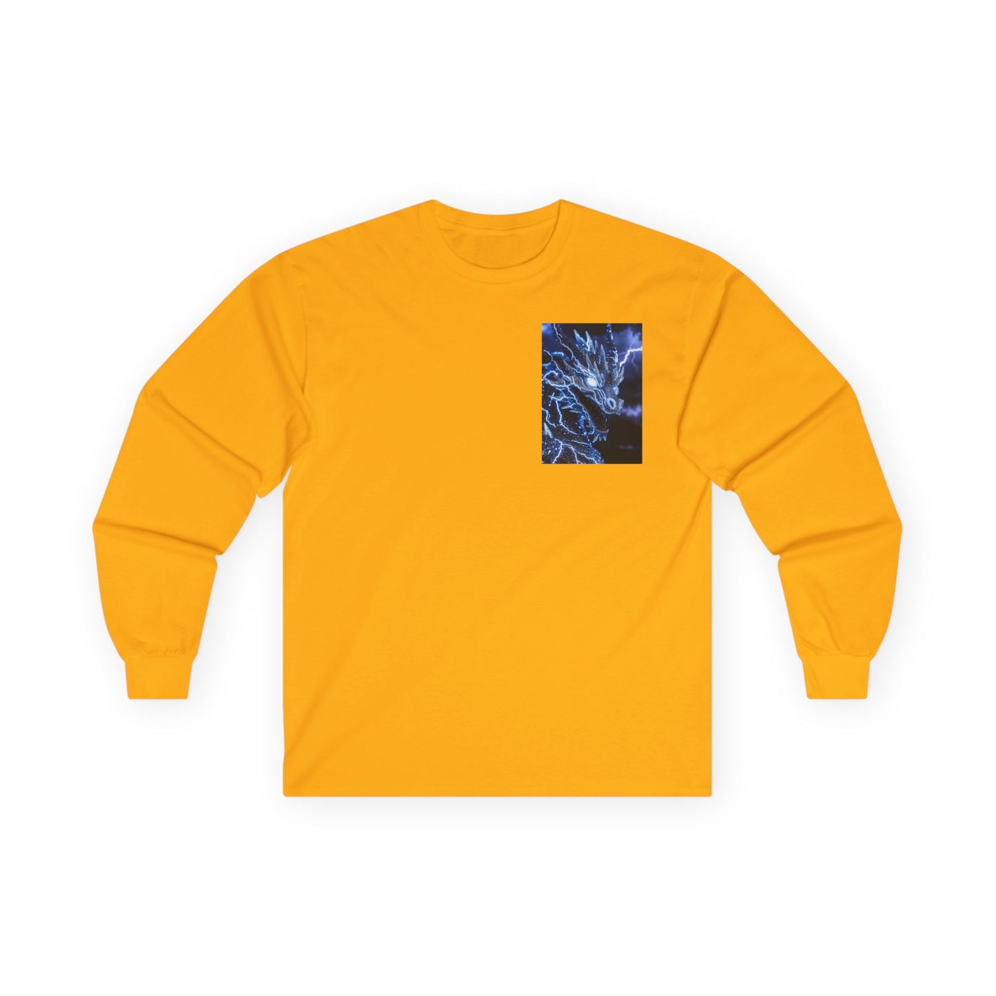 Long Sleeve Tee — Blue Dragon Chest Print