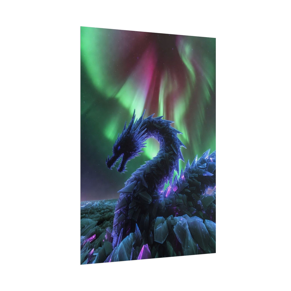 Aurora Crystal Dragon Poster — Fantasy Wall Art Print