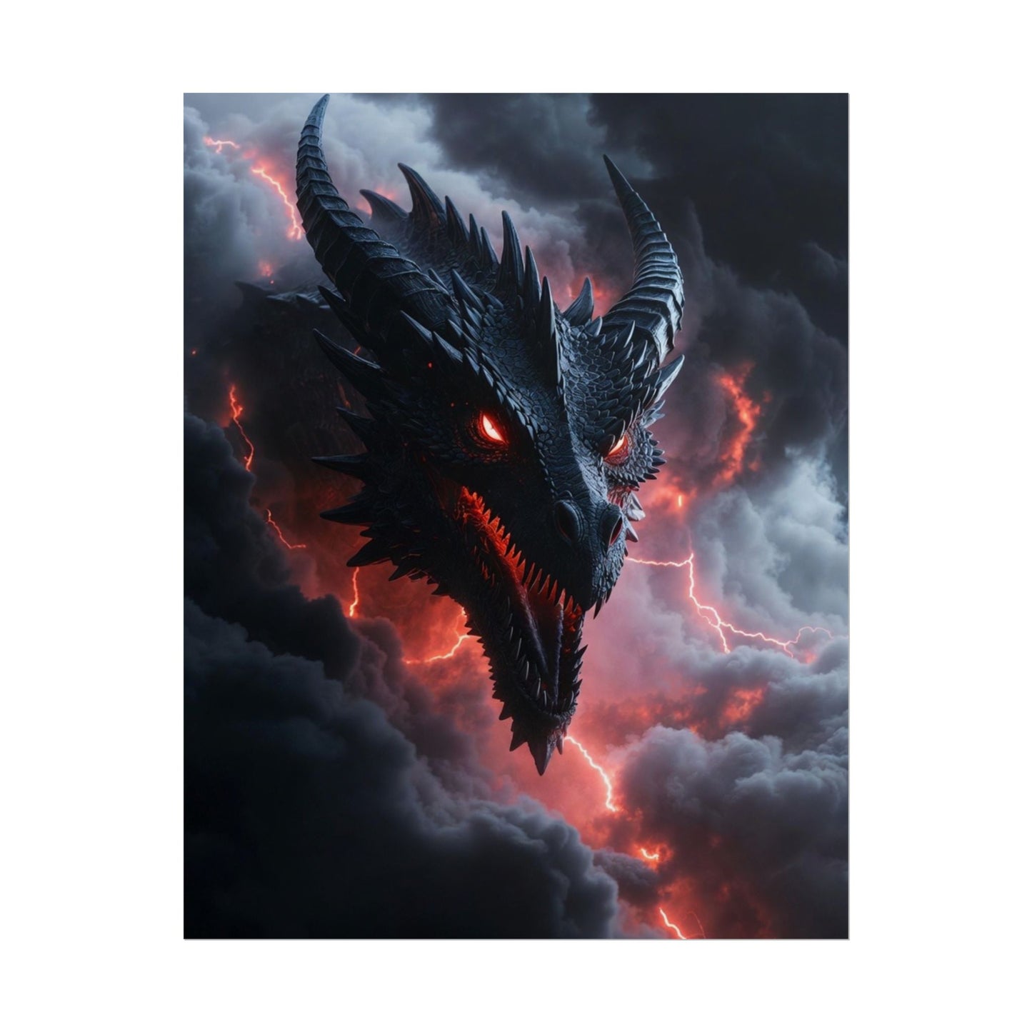 Dragon Storm Rolled Poster — Dark Fantasy Dragon Wall Art
