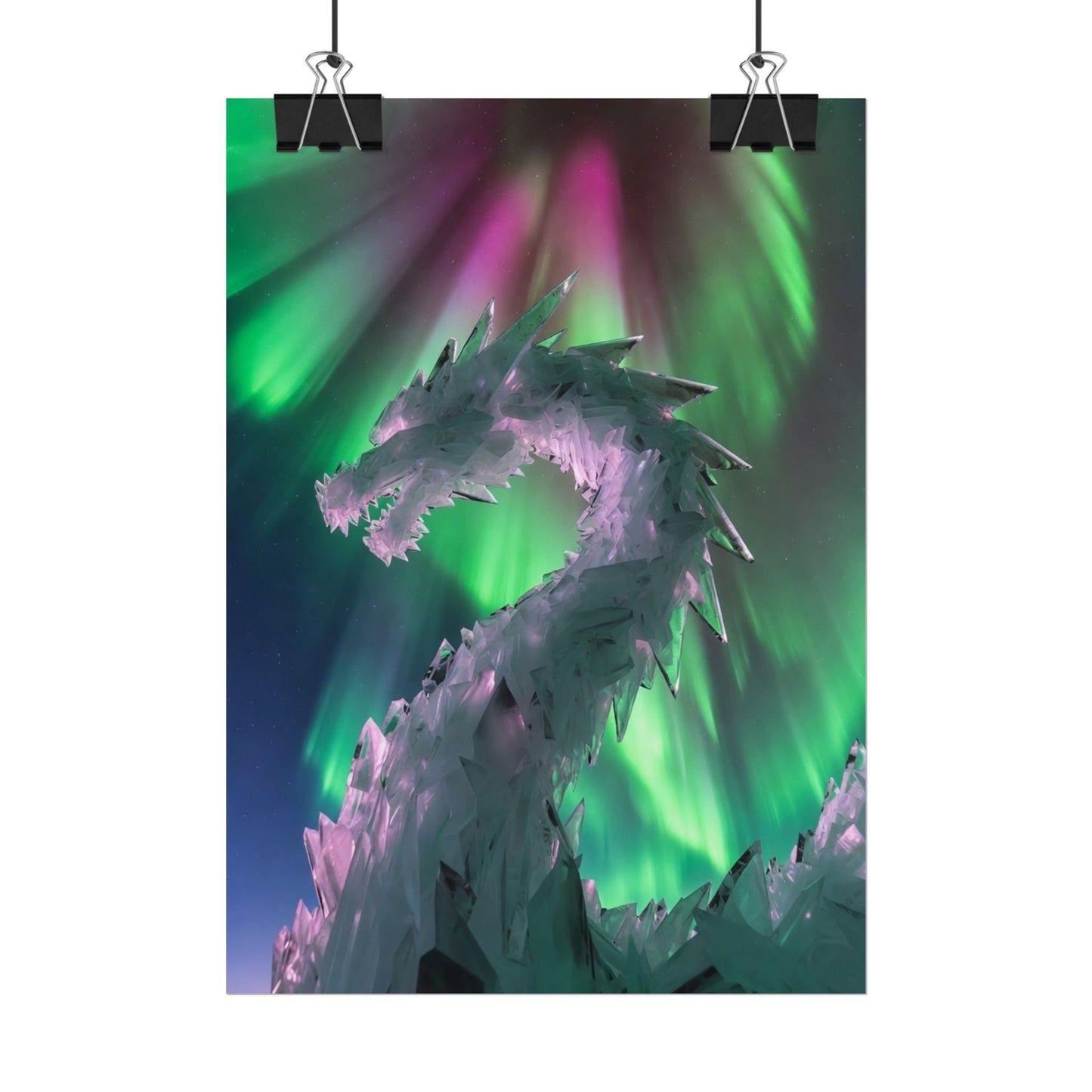 Aurora Ice Dragon Poster — Fantasy Wall Art Rolled Poster