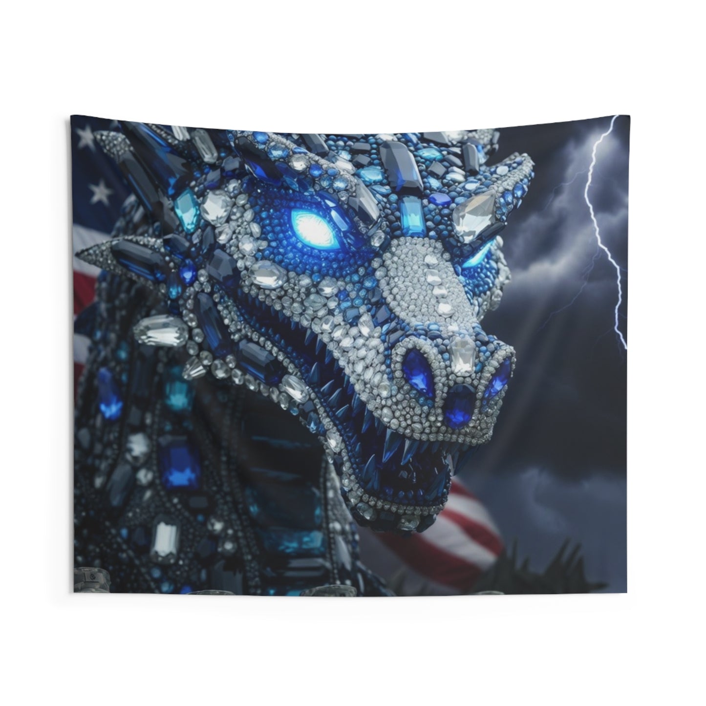Patriotic Crystal Dragon Wall Tapestry — Military Tribute Indoor Decor