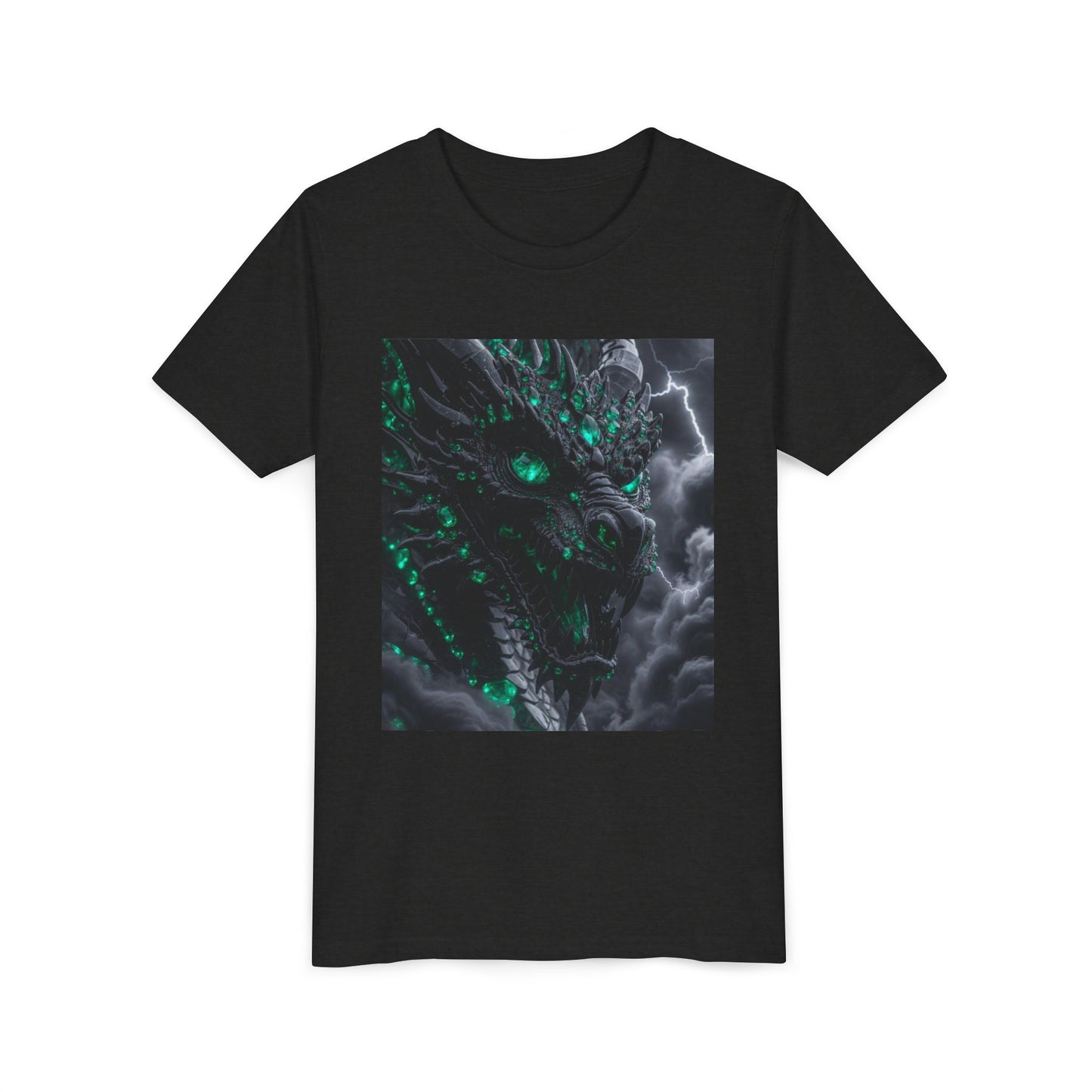 A Top selling Dragon Storm Youth Tee — Neon Green Dragon Illustration Graphic T-Shirt