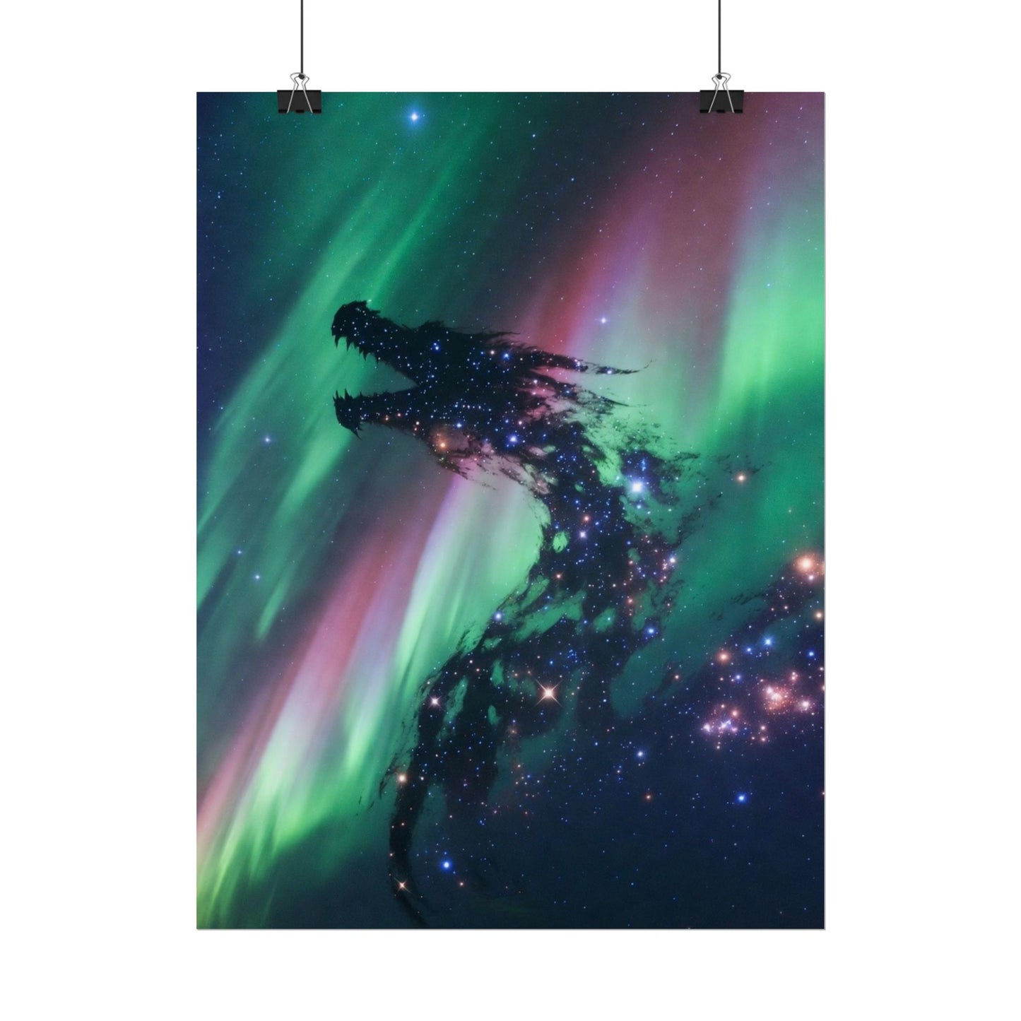 Aurora Dragon Poster — Cosmic Northern Lights Wall Art (Rolled Poster)
