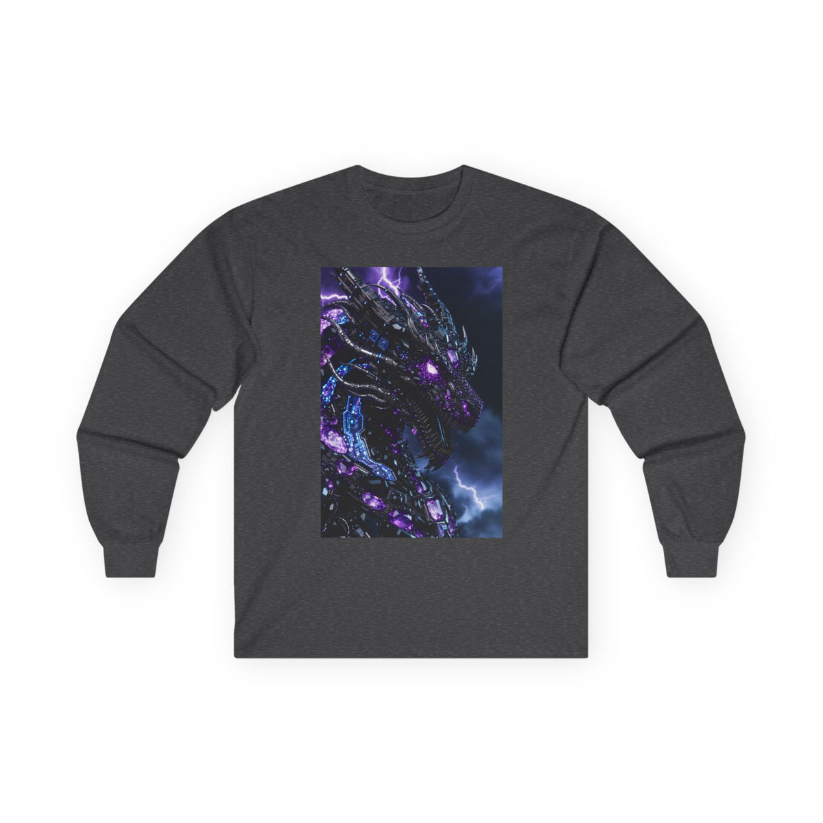 A Cosmic Dragon Pocket Long Sleeve Tee — Neon Galaxy Illustration