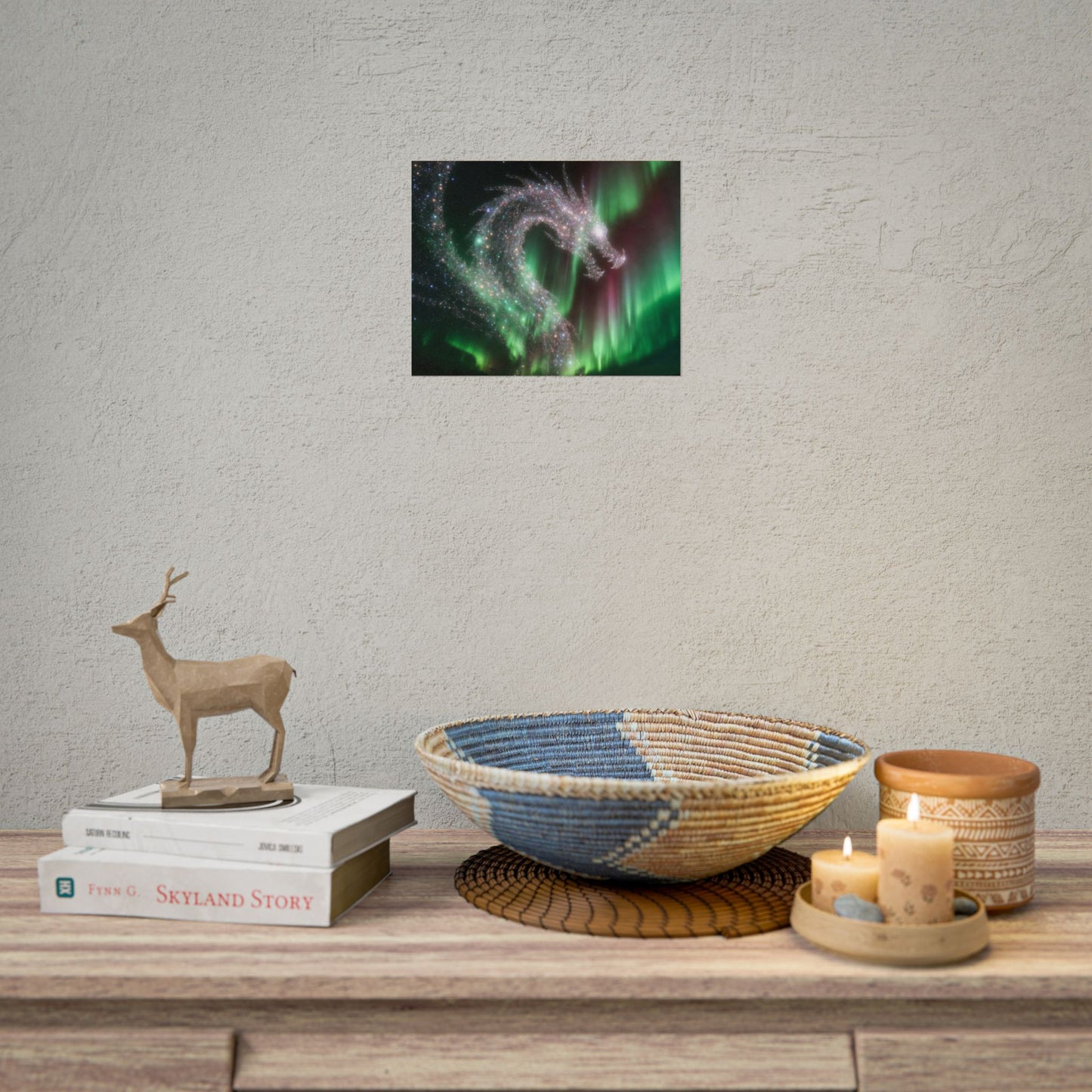 Aurora Dragon Poster — Northern Lights Fantasy Art Print