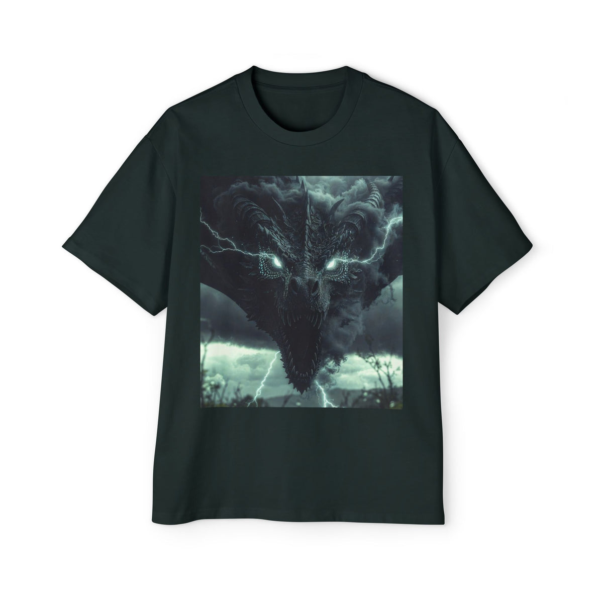 A Storm Dragon Graphic Tee — Dark Fantasy Oversized Men's T-Shirt