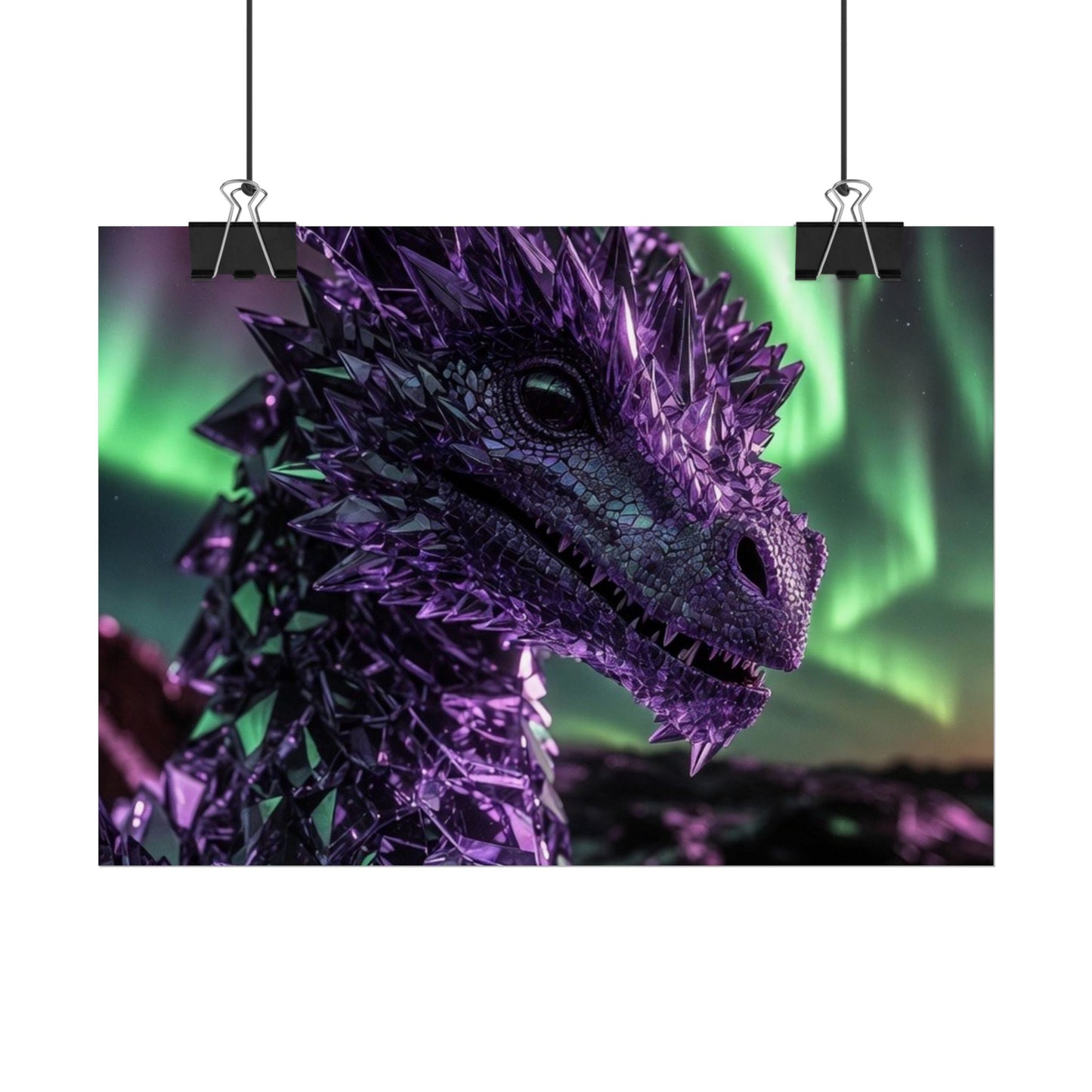 Aurora Dragon Rolled Poster — Purple Crystal Dragon Wall Art