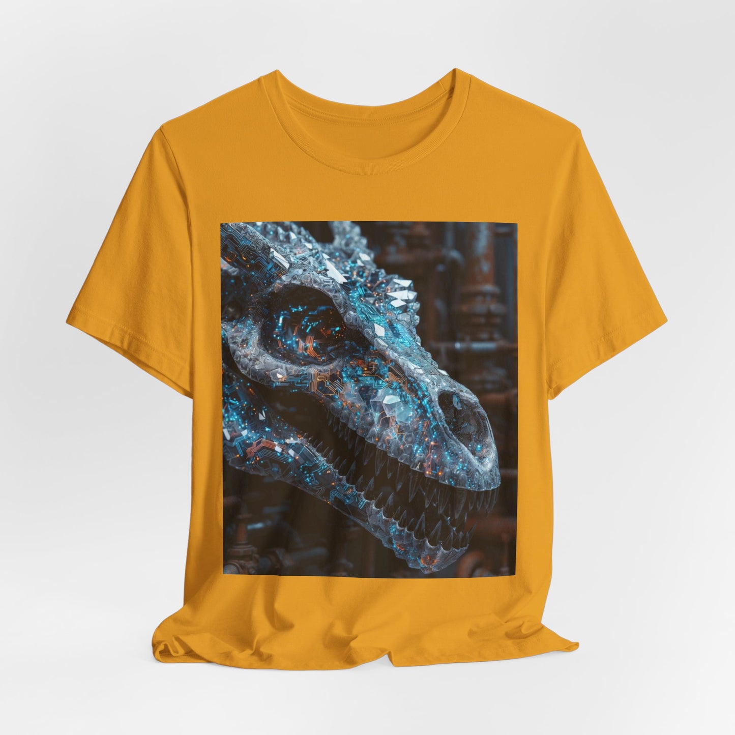 Dragon Skull Graphic Tee — Iridescent Fossil Art T-Shirt