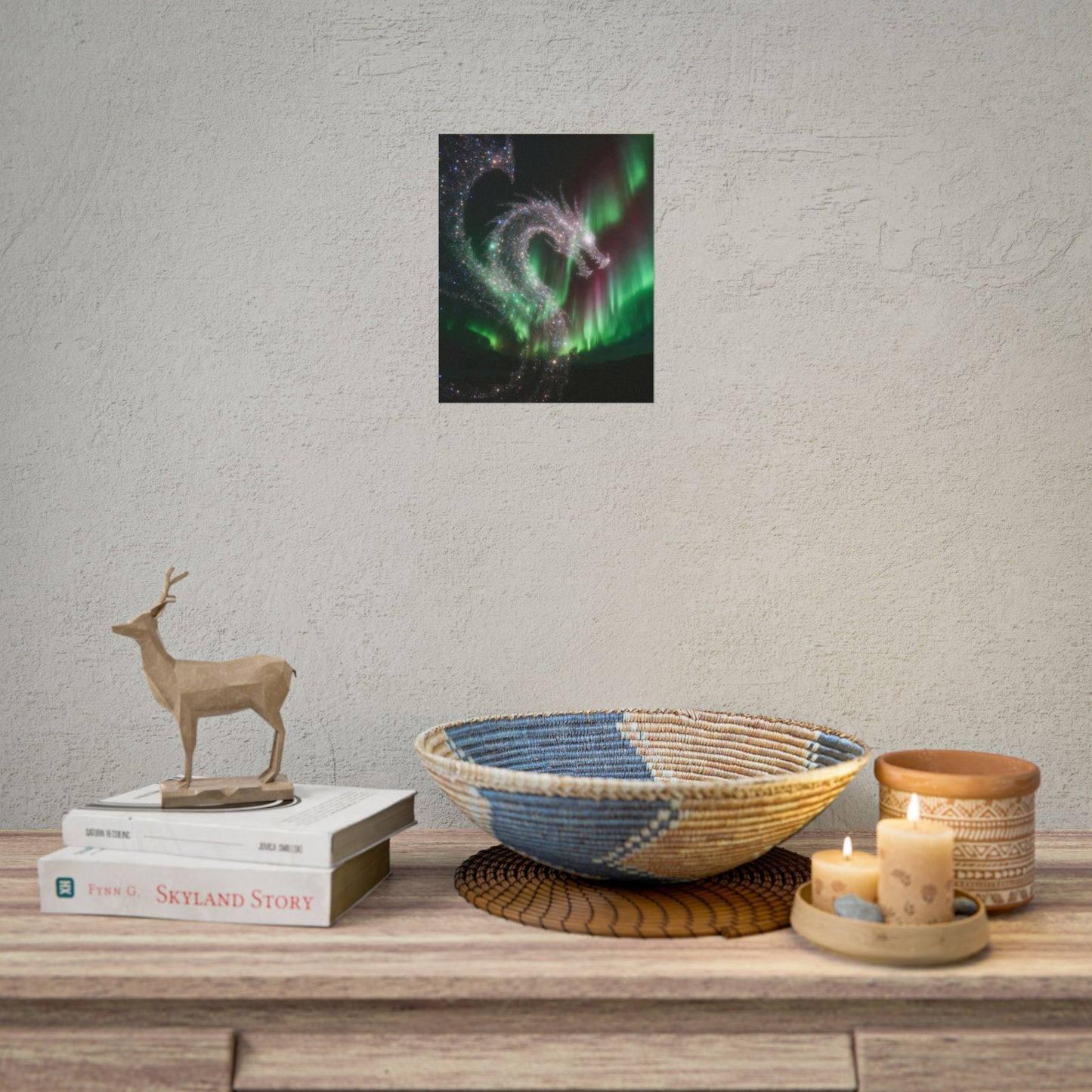 Aurora Dragon Poster — Northern Lights Fantasy Art Print