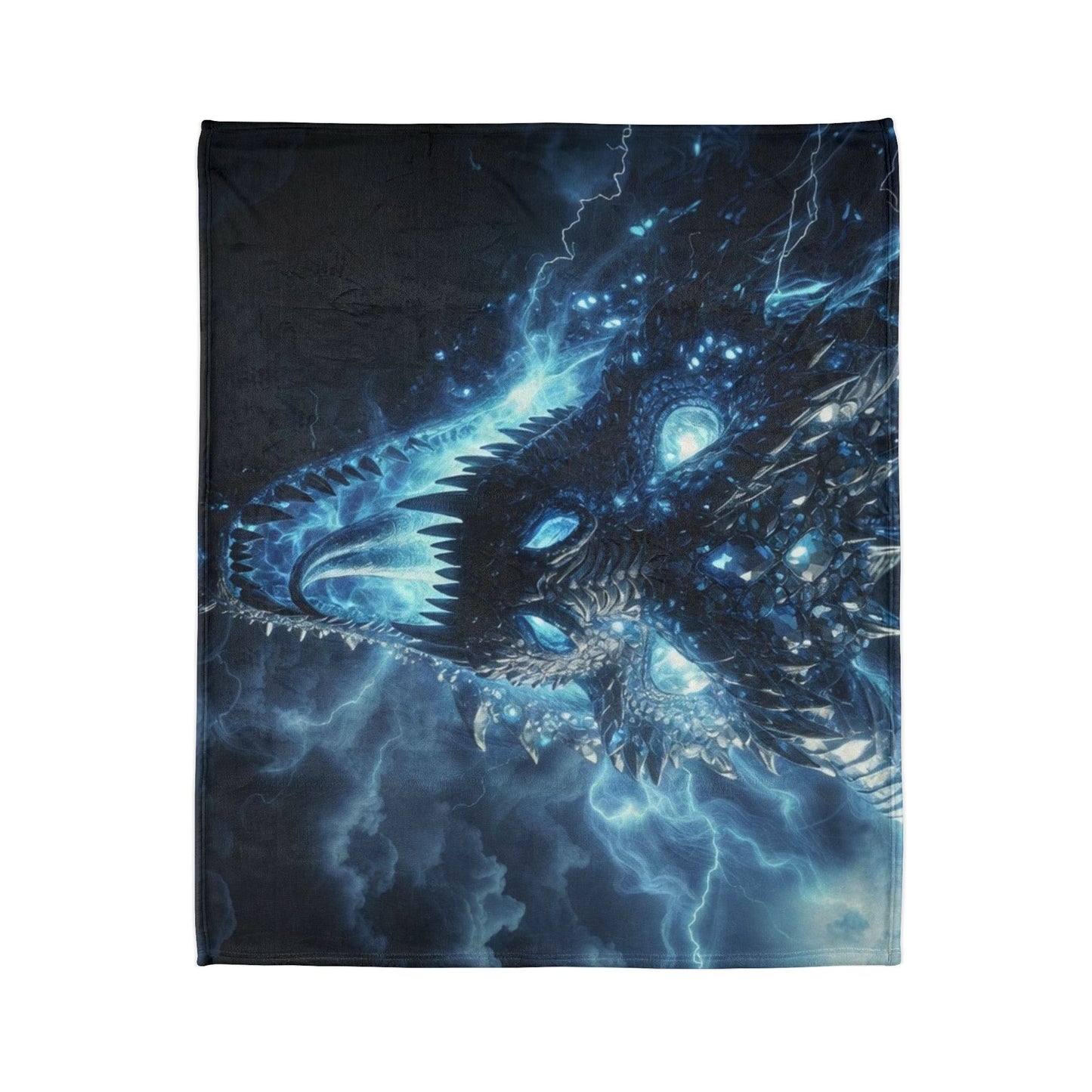 Electric Blue Dragon Blanket — Mystic Lightning Monster Throw